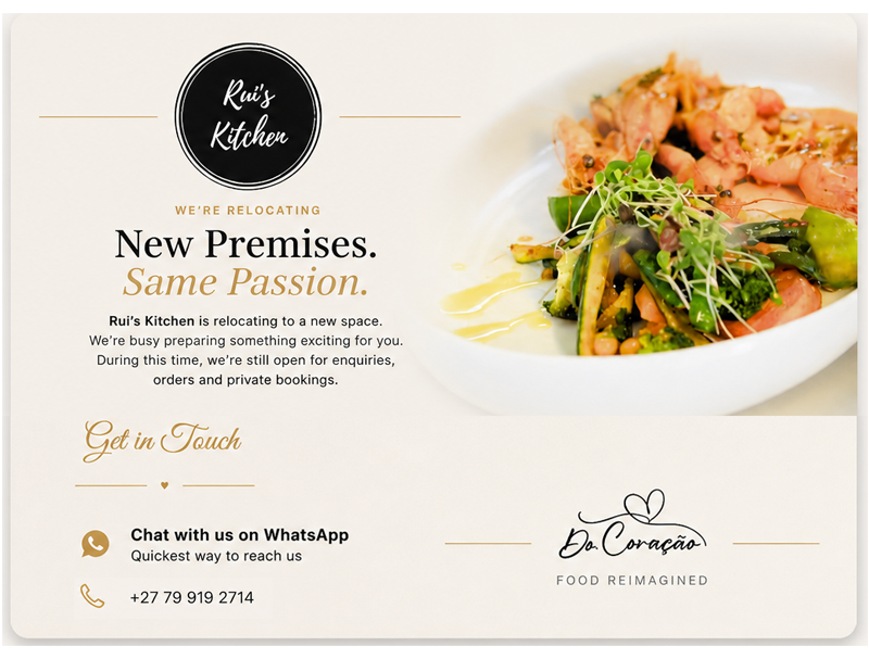 docoracao to rui's kitchen catering