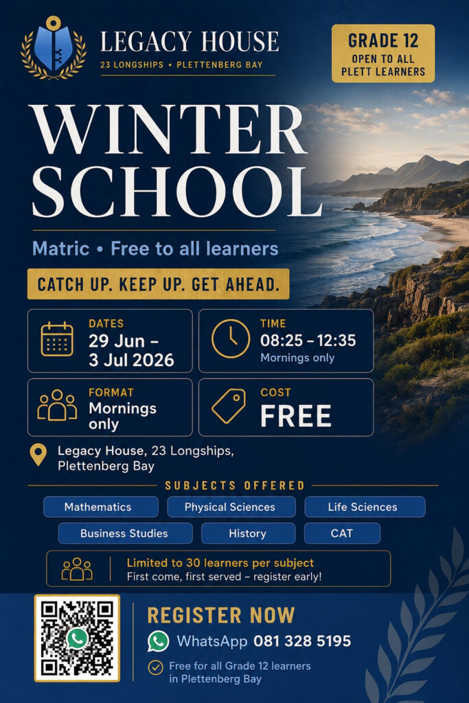 Legacy House Winter School 2026 for Grade 12 Learners