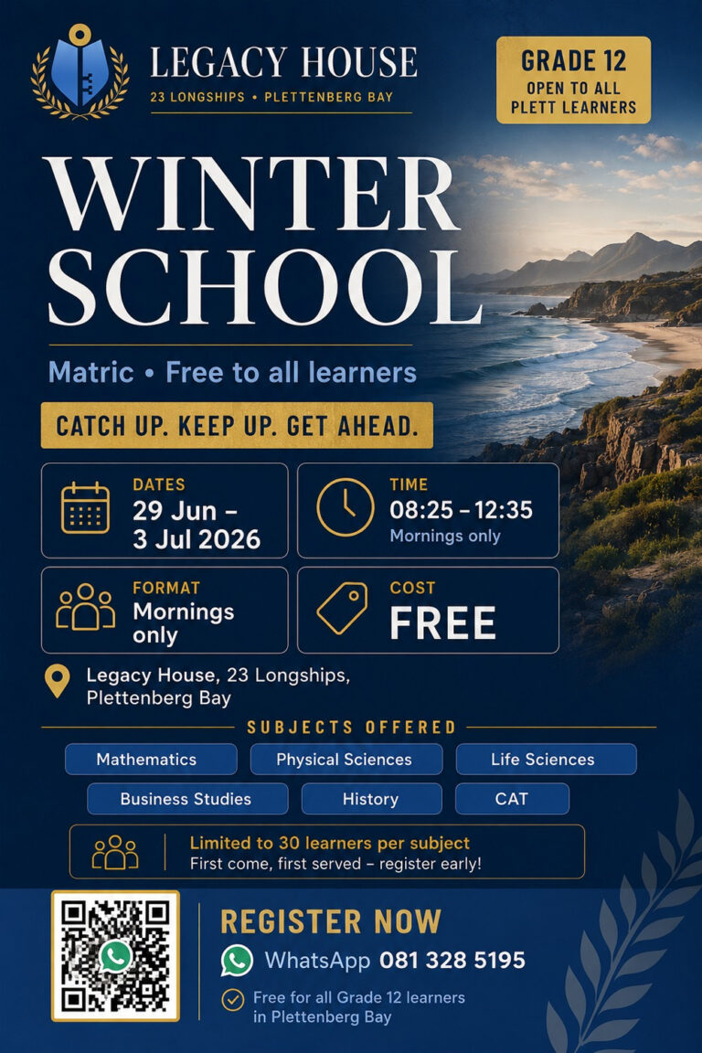 Legacy House Winter School 2026 for Grade 12 Learners